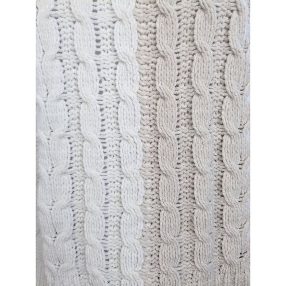 Moon & Madison Sweater White Beige Colorblock Cable Knit Chenille Size Large - Picture 5 of 7